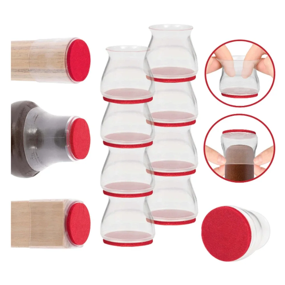 NEW 2-Pack 8-Pcs Bulb Head Ruby Sliders Hardwood Tile Floor Chair Furniture Leg